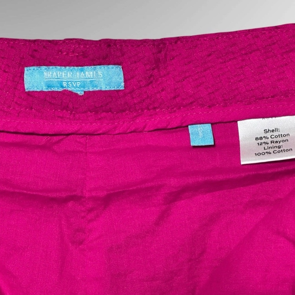 Draper James RSVP Pink High Waist Shorts Women Tailored Cotton Knit Gold Button - Picture 5 of 7